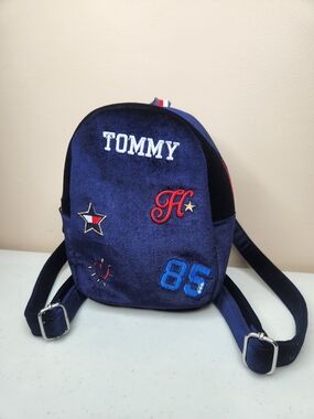 Tommy Hilfiger Mini Backpack – Navy Velvet w/ Embroidered Patches